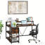 Bureau en L 55,16 po x 43,34 po x 35,46 po avec tiroirs et tablettes ouvertes, bureau d'ordinateur en coin avec support pour bureau personnel