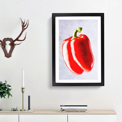Lone Red Bell Pepper - Picture Frame Graphic Art Print