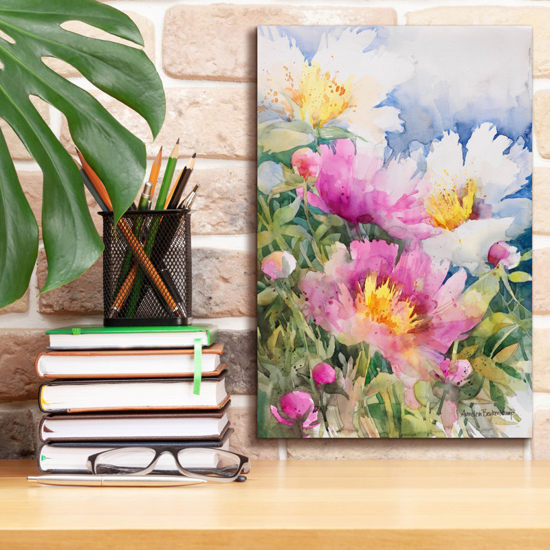 Art mural sur toile Winston Porter «Peony Performance» par Annelein Beukenkamp, H 18 po x l 12 po x P 0,75 po