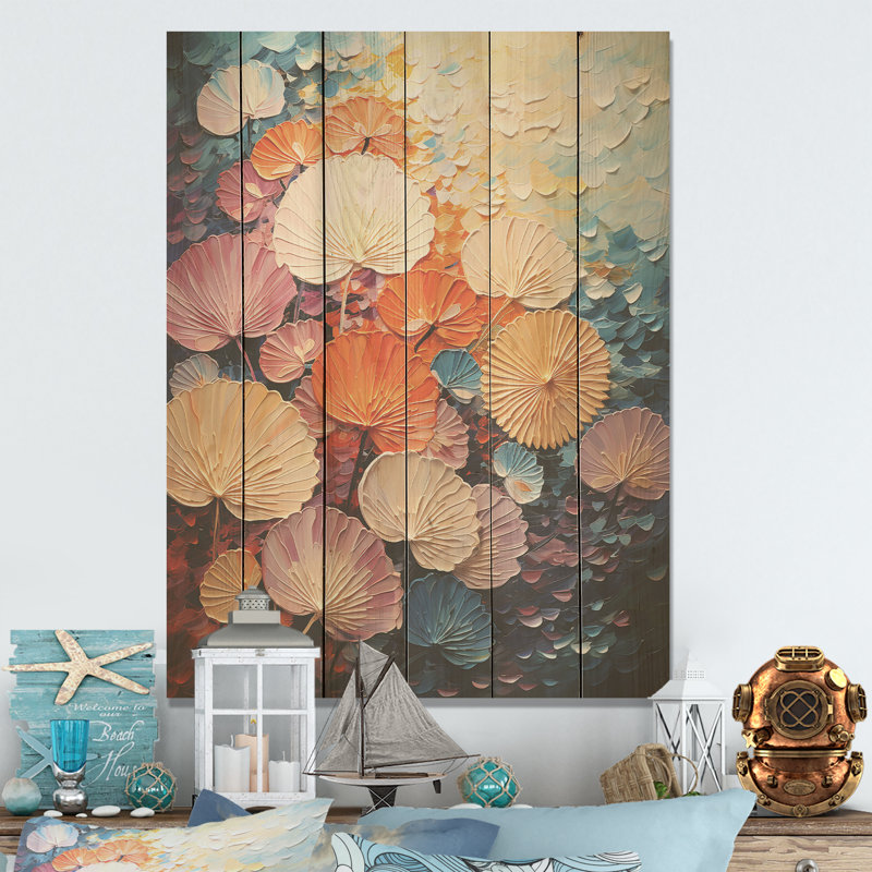 Coastal Harmony Dreamscape - coquillage sur bois de pin naturel, H 20 po x l 10 po