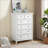 Dresser with 6 Drawers, Farmhouse Off-White Storage Organizer for Living Room | Modern | MDF