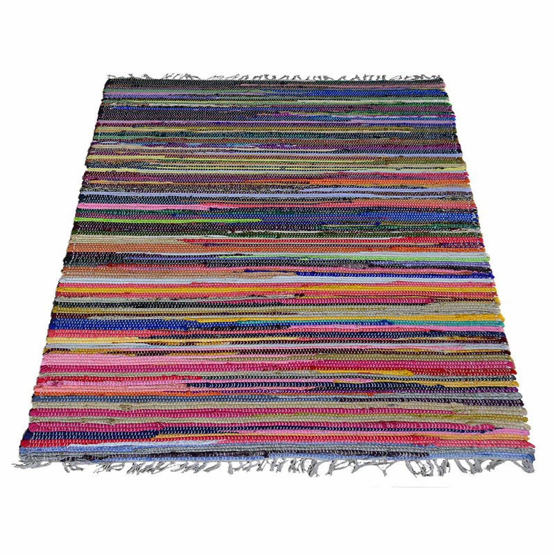 Tapis d'intérieur contemporain en coton multicolore tissé à la main à plat Kilim