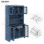 70,9 po Armoire de rangement 70 po pour garde-manger rustique, huche de cuisine avec prises à DEL Armoire pour garde-manger avec portes et tablettes, bleu marine