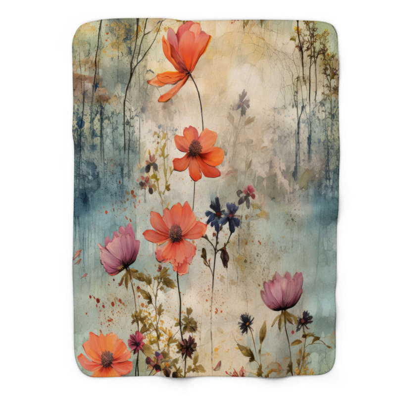 Edgy Flowers - 1 pièce Sherpa Premium, Lit simple