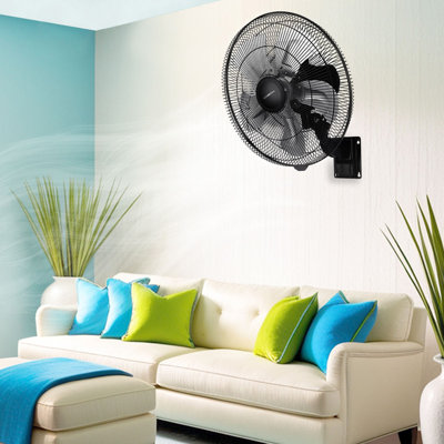 Ventilateur mural 18 po à 5 vitesses à 90 degrés avec réglage de l'oscillation horizontale intérieur / extérieur
