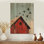 Swallows Birds Over The Red Barn I - Art mural en bois oiseau - sur bois de pin naturel