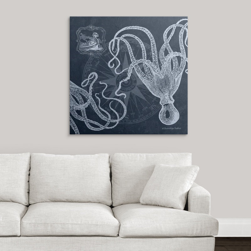 « ii » gwendolyn babbitt, impression Octopi on Indigo, H 35 po x l 35 po x P 1,5 po, Toile