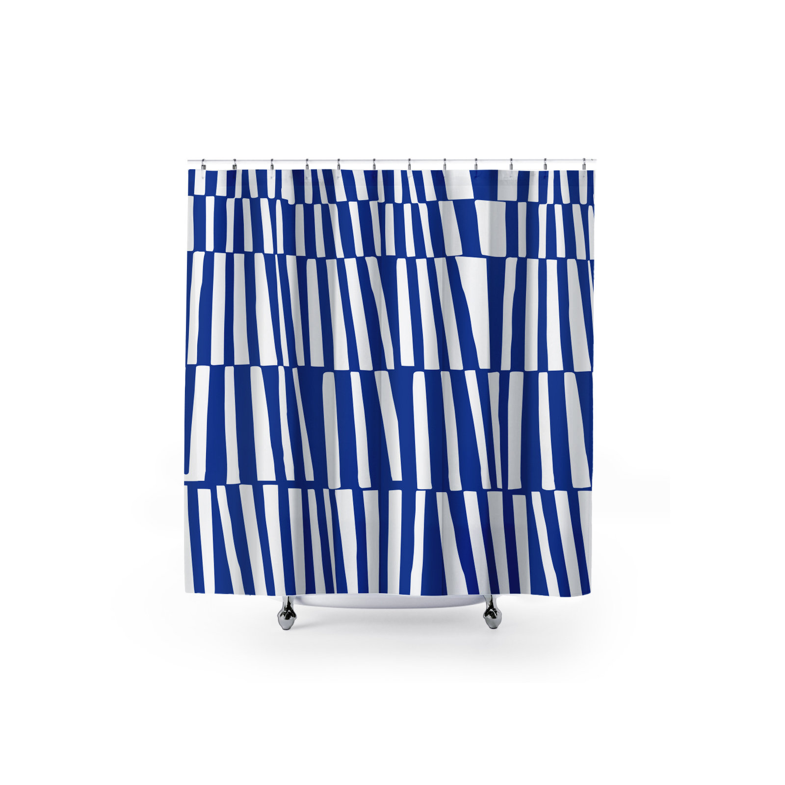 Thora Abstract Mid-Century Shower Curtain, Navy