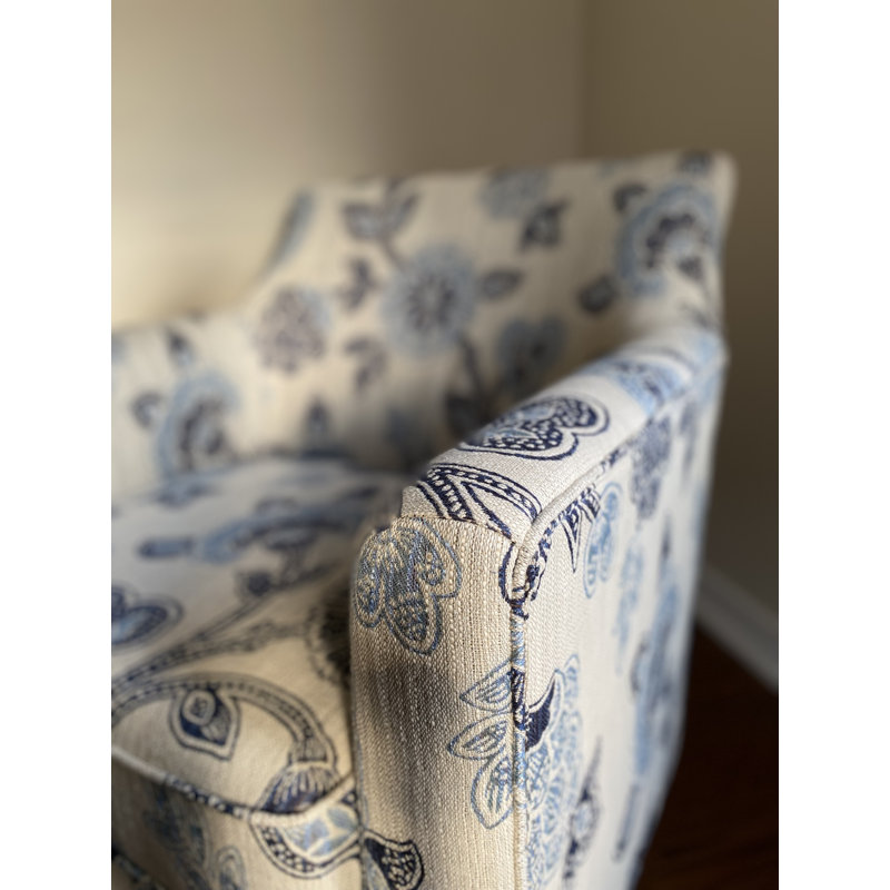 Labrea Upholstered Armchair, Blue Floral Linen Blend