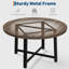 Table de salle à manger de style campagnard rond de 47 pouces avec structure en métal à croisillons, pour 4 à 6 places assises peu encombrantes, table résistante à l'eau pour la cuisine, la salle à manger et le petit appartement