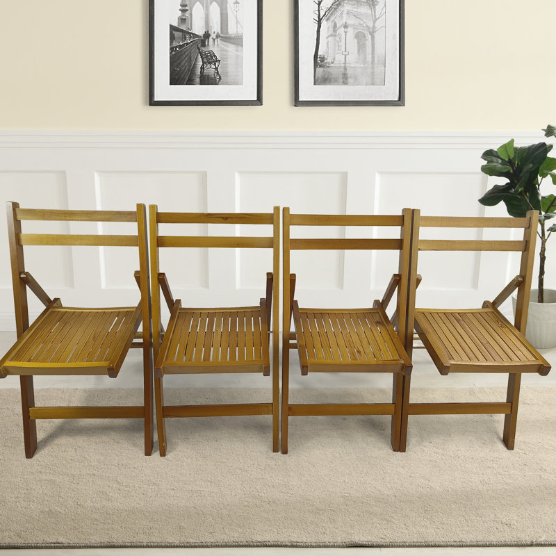 Chaise pliante en bois massif 4 chaises - ton miel pour intérieur / extérieur 4 chaises dans différents teintes