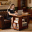 Table de bout mobile pliable en bambou de 26 po avec rangement, table d'appoint extensible sur roulettes pour lit et canapé