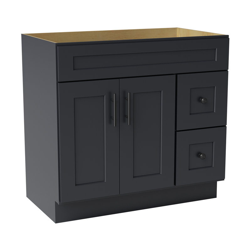 Ready-to-Assemble Solid Wood Shaker 36" Bathroom Vanity Base Cabinet – Countertop Not Included, Hermosa Noir