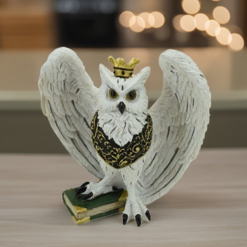 4.5"W Owl with Crown Figurine
