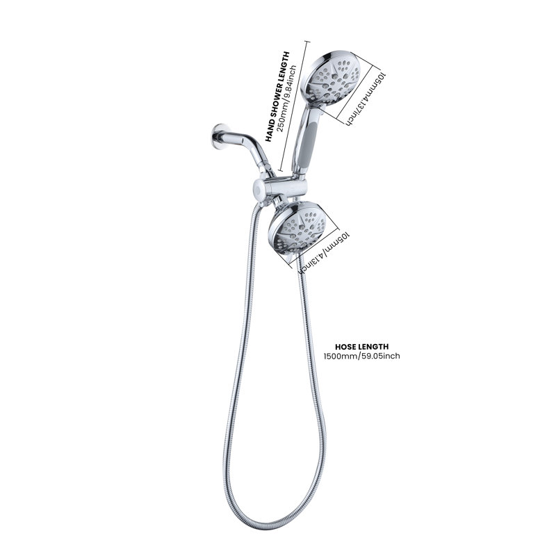 6-Spray Swivel Dual Shower Head & Handheld Set With Leak-Resistant Chrome Finish, 1.8 Gpm, Chrome
