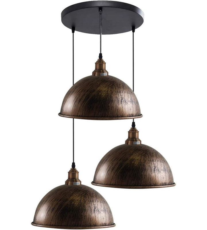3 - Light Dome Pendant, Brushed Copper