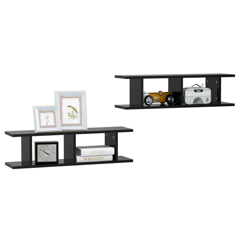 Wall Shelves Engineered Wood, Black