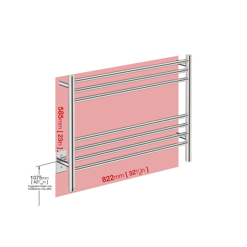 Porte-serviettes mural naturel chauffant 32,375 ", Acier inoxydable brossé