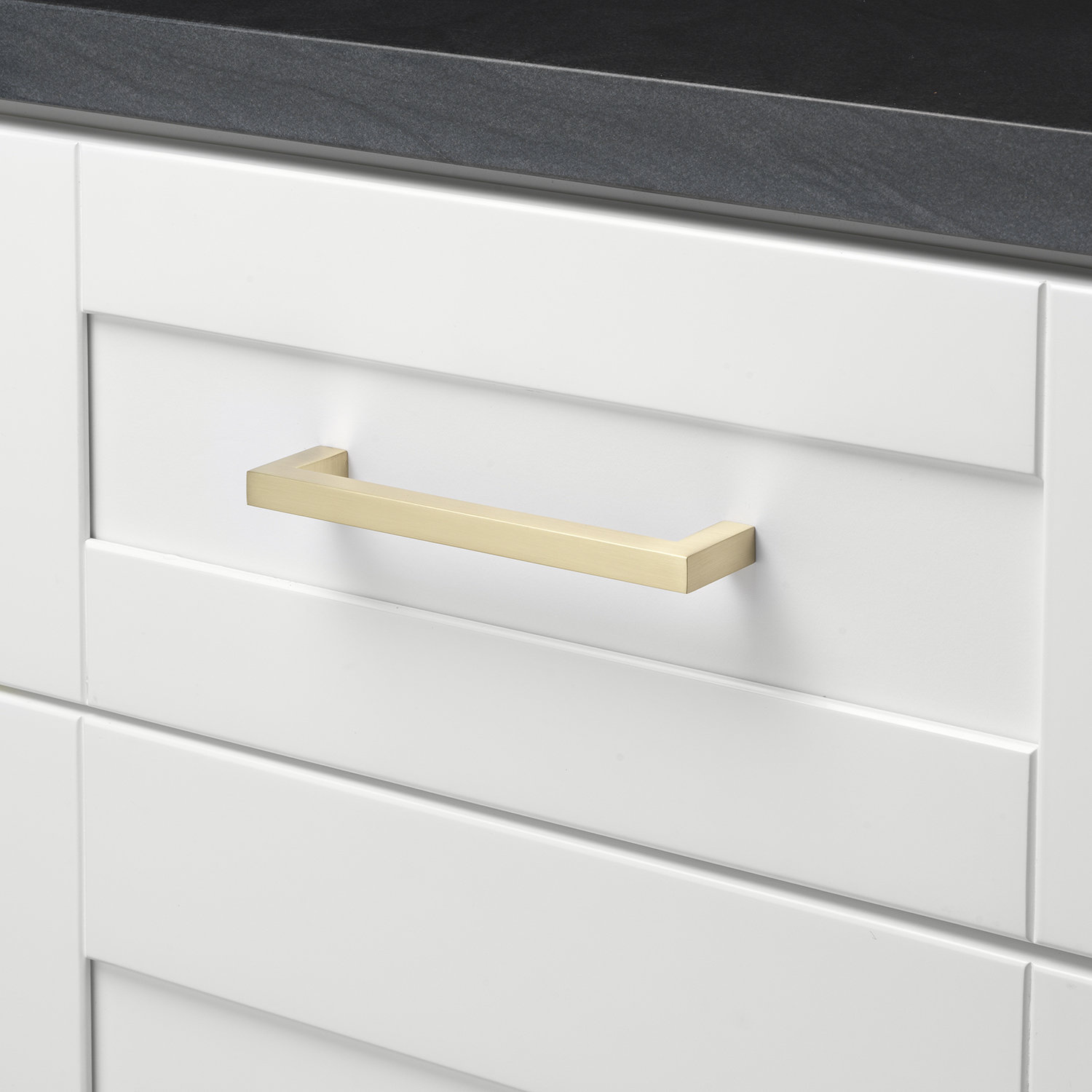 Kingston Solid Square Bar Cabinet Pull, 5 1/16", Champagne Gold