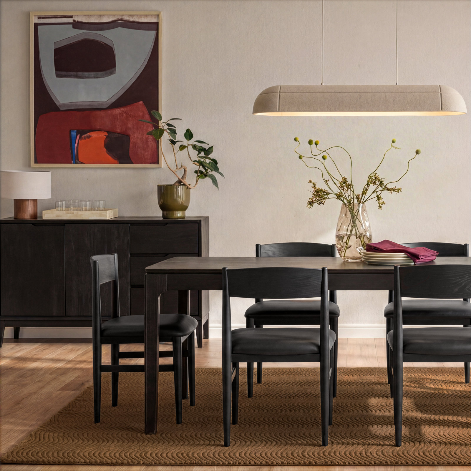 Oliver 10" Mid-Century Modern LED Table Lamp With Brown Wooden Base And Cream Fabric Shade