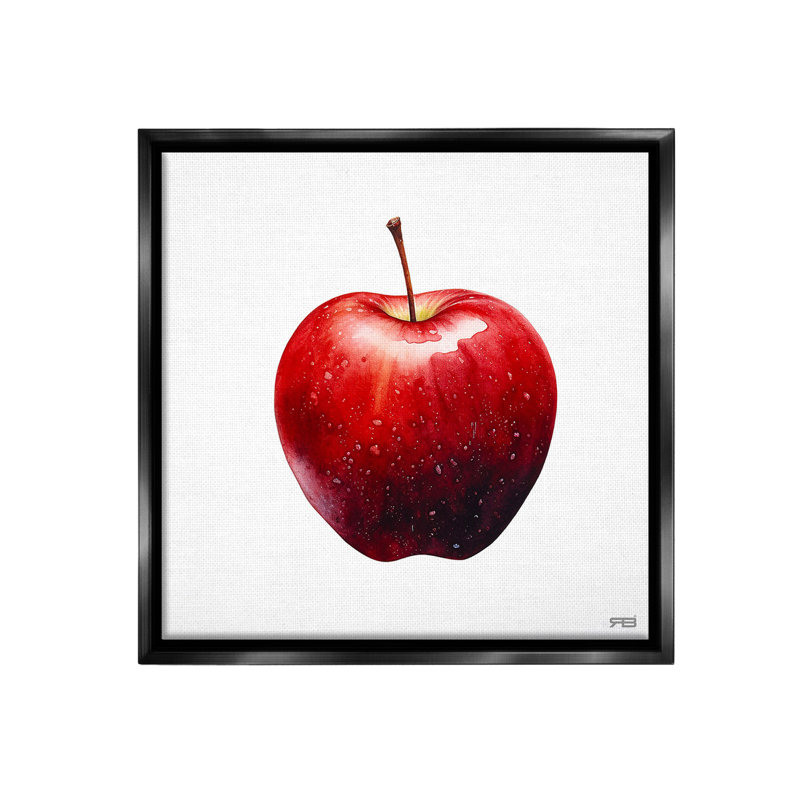 " Bold Red Apple " by RB, 18" H x 18" W, Jet Black Floater Frame