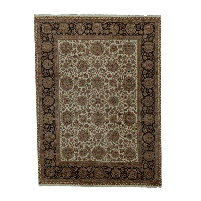 Tapis brun / beige noué à la main