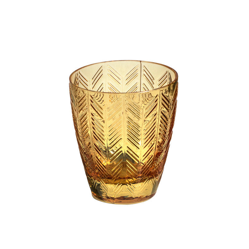 Missoni Wine Glasses ZIG ZAG Set Of 6 9.8 Oz, Diam. 3.25", H 3.75", Gold