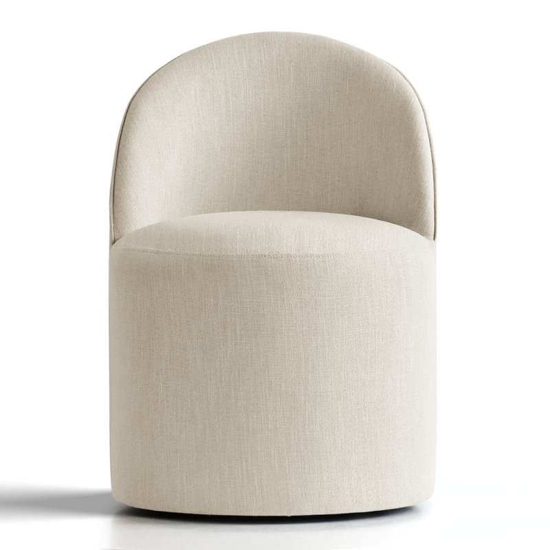 Chaise pivotante en lin avec roulettes cachées, Beige, 1