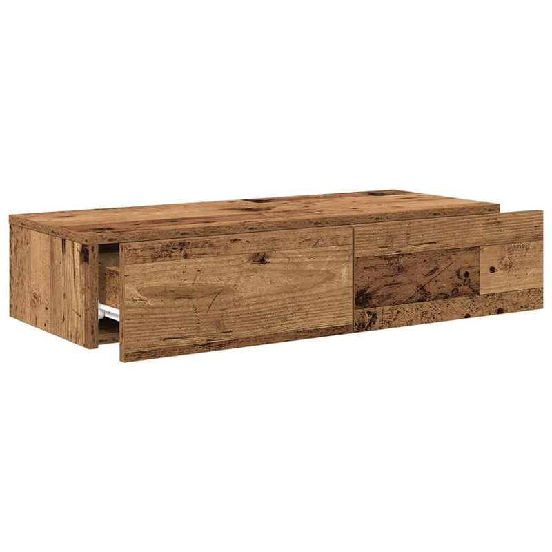 112-9 Wall Mounted Shelf, Reclaimed Wood, 17cm H x 80cm W x 33cm D