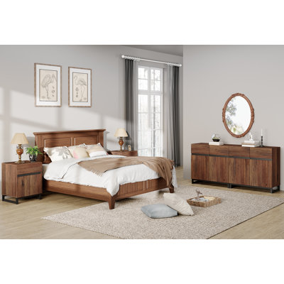 Millwood Pines Modern Storage Cabinet And 2 End Table Set Of 3, Storage Entertainment Center For Tvs Up To 70 Inch, 2 Nightstand With Drawer And Cabinet For Bedroom, Bedroom Furniture Set