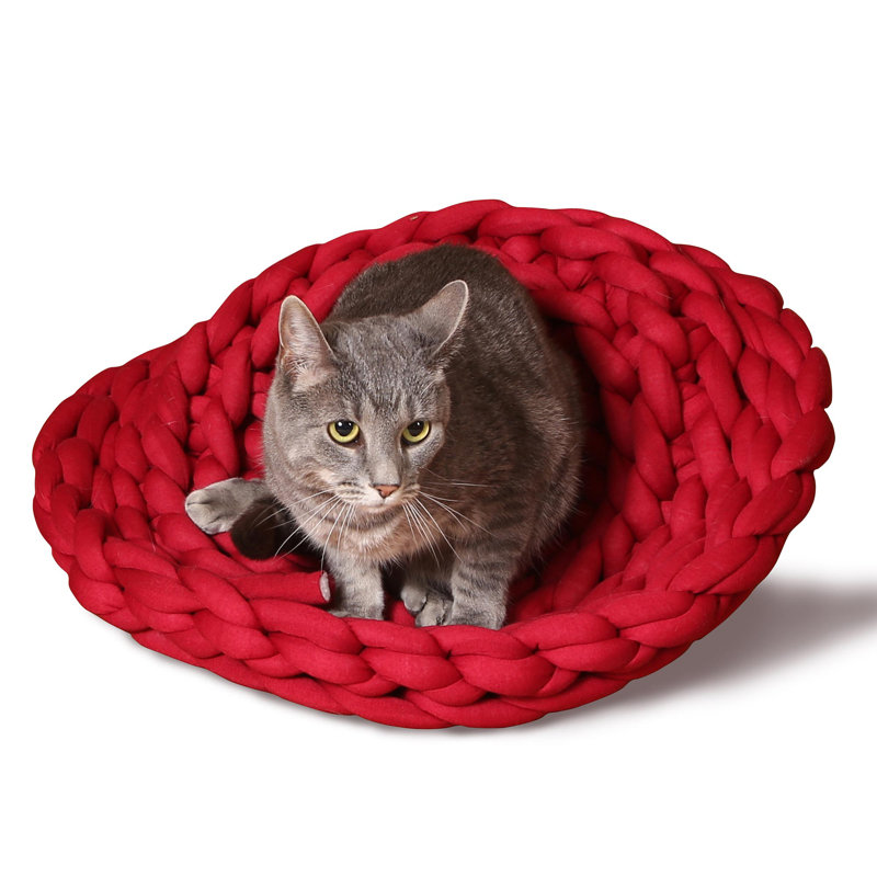 Lit tricoté pour animaux bleu marine, Rouge