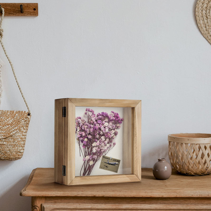 Shadow Box Frame 8 X 8 Shadowbox Display Case Picture Frame With Glass Window Door Memorabilia Wedding Bouquet Flowers Medals Military Photos Memory Box - Carbonized