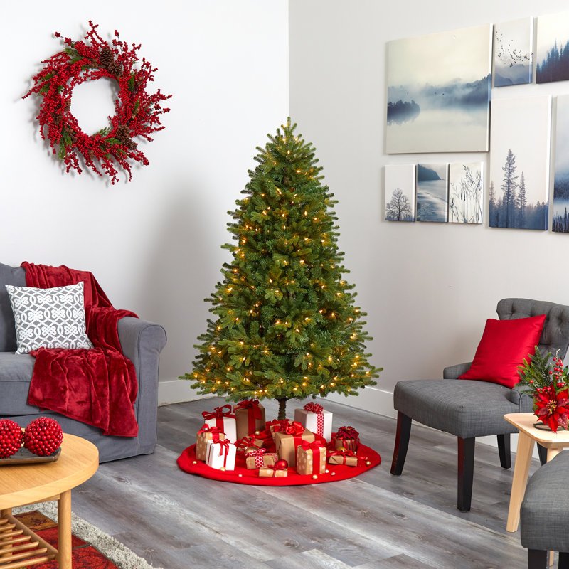 Sapin de Noël vert artificiel avec lumières blanches claires, H 5 pi 6 po
