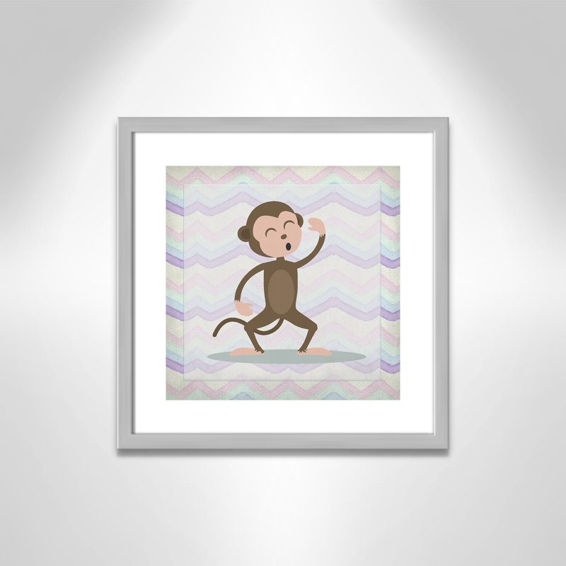 Adhésif décoratif «Pink Monkey Time», Encadré de boîte argent, H 16 po x l 16 po x P 1,18 po