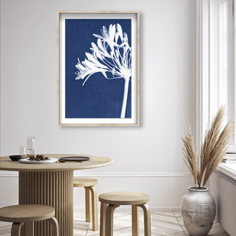 Cyan Bloom Print by Oliver Gal, 31.5"H x 46.5"W, Natural Oak Shadowbox