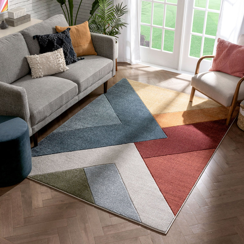 Ruby Geometric Synthetic Area Rug, Rectangle 120 x 160cm