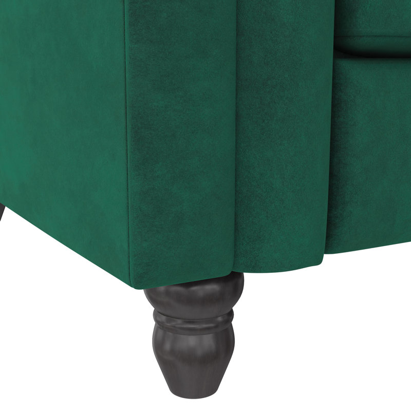Dimmitt 3 Seater Velvet Sofa, Green Velvet
