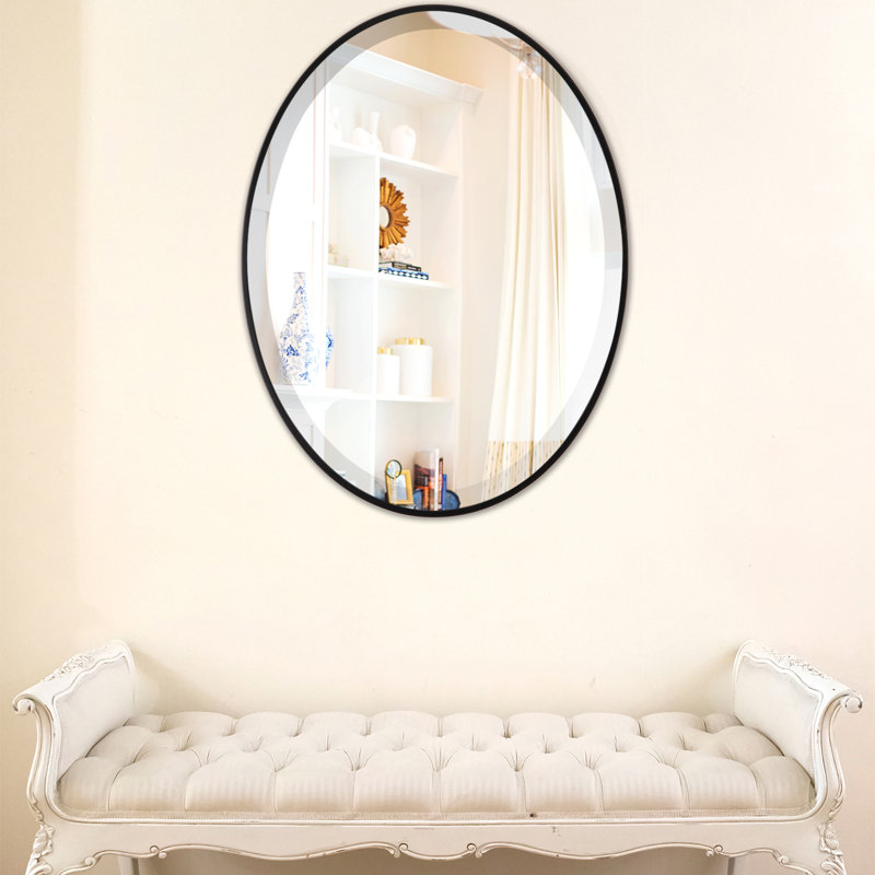 Bugarin Oval Mirror, 16.62" H x 20.62" W, Matte Black