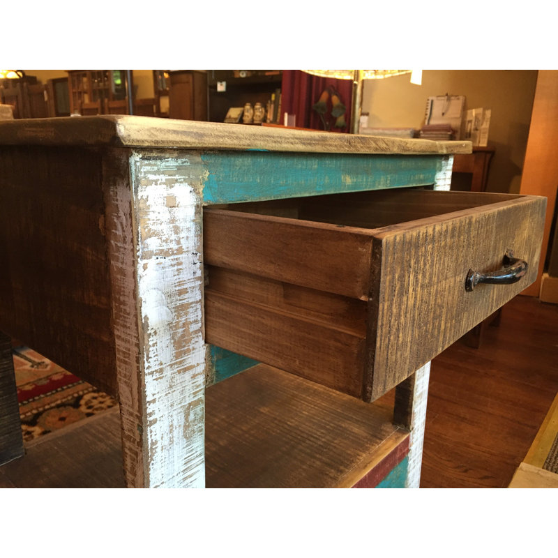 Table de bout en bois massif avec rangement Adelen
