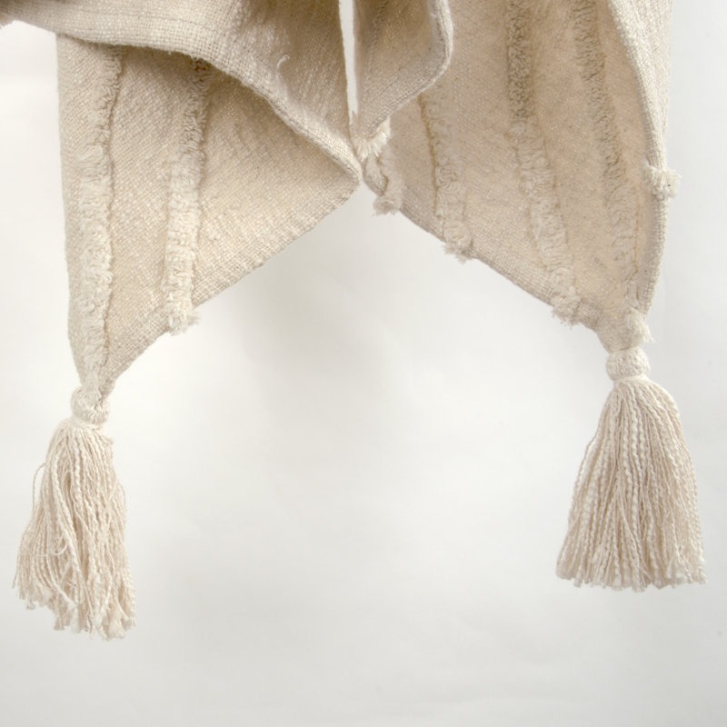  Jeté 100% coton tissé et texturé, Naturel