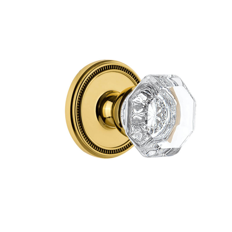 Rosette Grandeur Soleil avec poignée en cristal Chambord, Fausse poignée simple, Laiton éternel, Fausse poignée simple