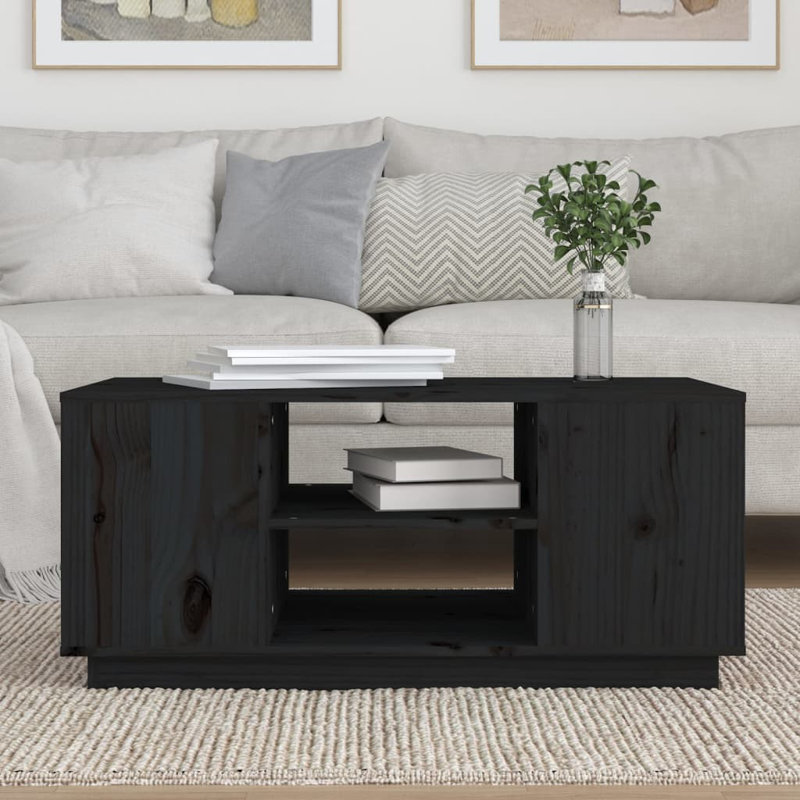 Kastin Solid Wood Solid Coffee Table with Storage, Black