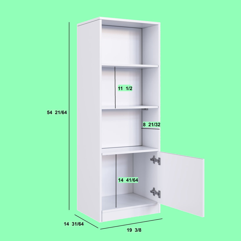 Hertford Coimbra Multipurpose  54" Shelving Unit 3 Shelf 1 Door With Hidden Security Compartment, White