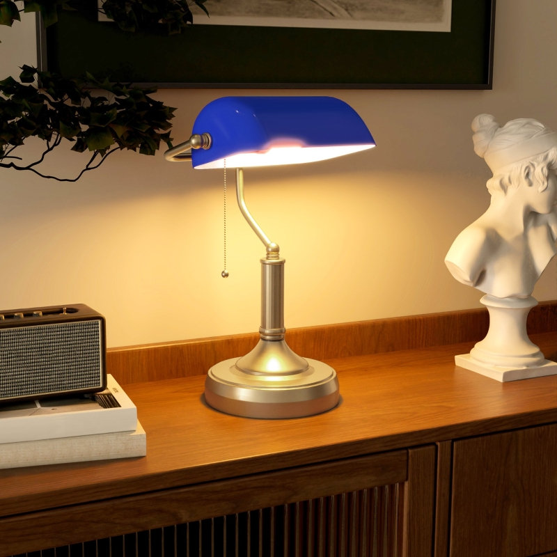 Steel Bankers Lamp, Blue