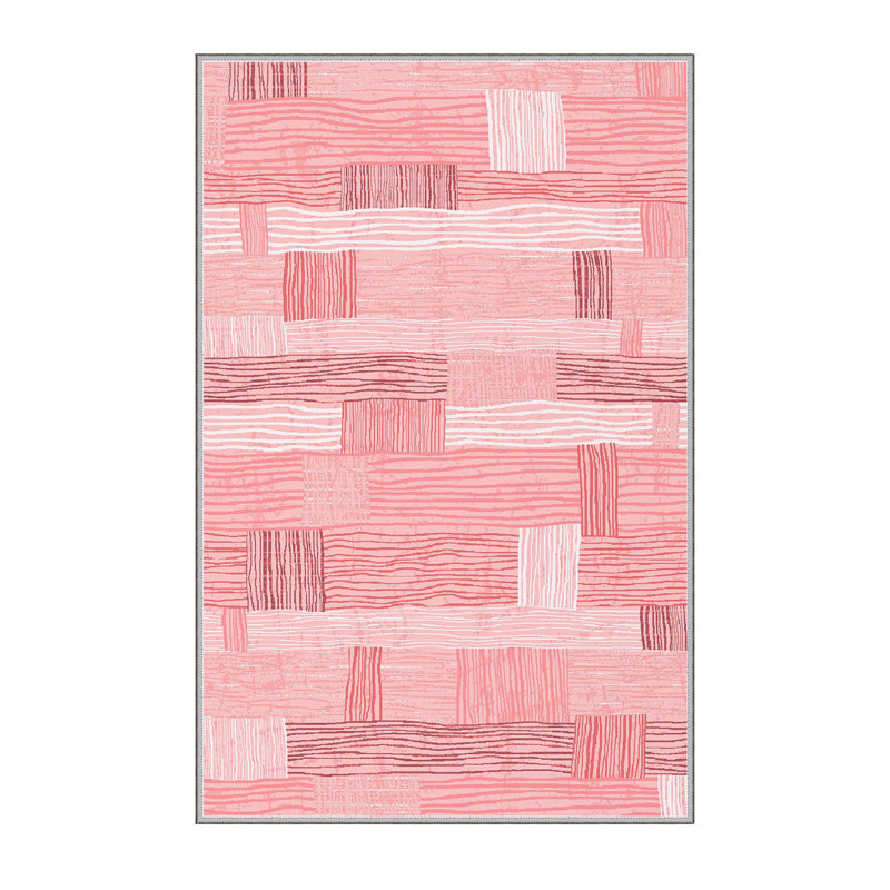 Stylish Woven Carpet, 5.6 x 7.5 Feet, 100% Polyester, 0.3 in Pile Height | Antibacterial, Non-Slip PVC Felt Dot Underside, Machine Washable | 3D Digital Printing, Durable & Easy to Maintain - Perfect for Any Room