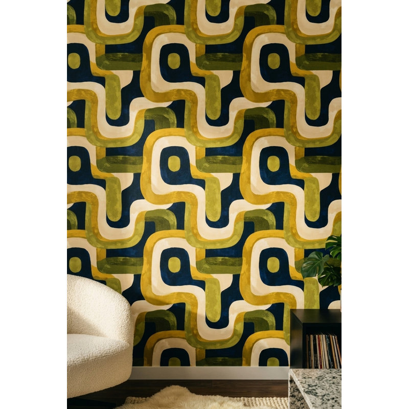 Papier peint Mid Mid Century Modern, Textured Non-Pasted
