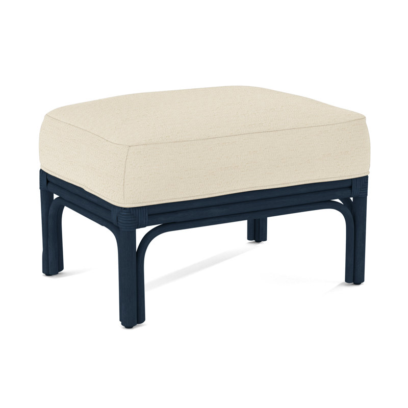 Boca Ottoman, Brown Geometric, 0456-33, Navy
