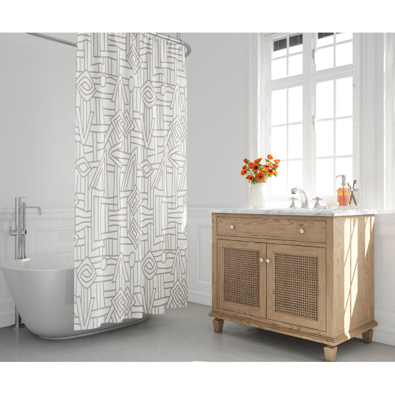 Rideau de douche, Beige / Blanc