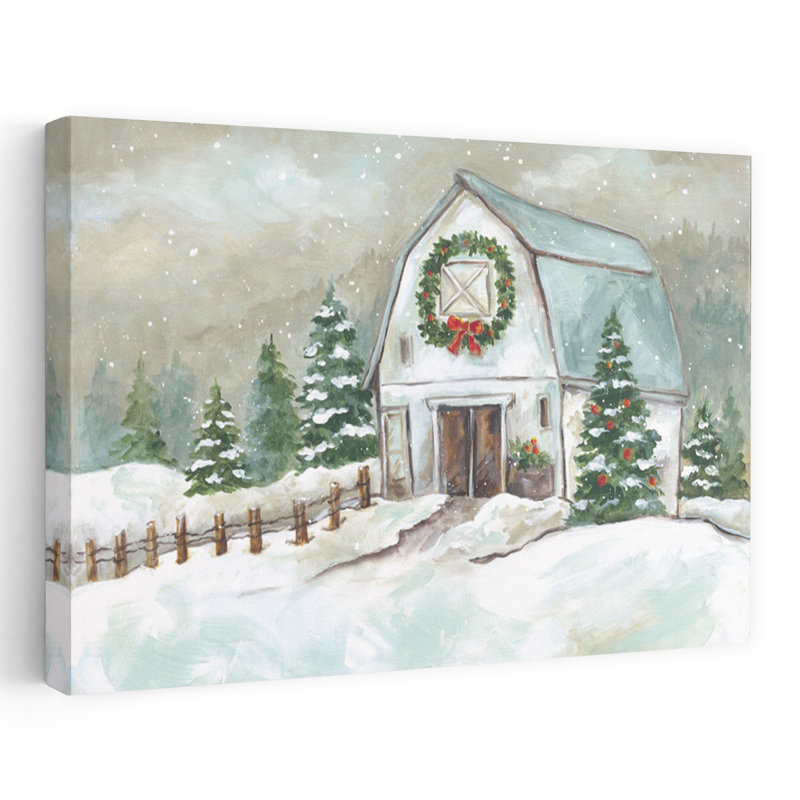 Arbre de Noël contemporain avec grange, H 24 po x l 16 po