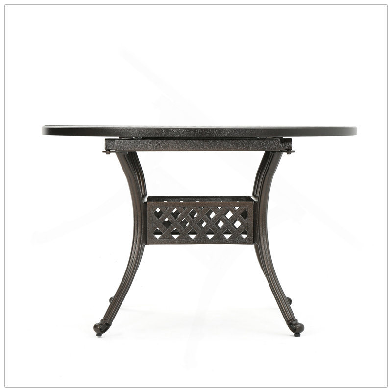 Table de salle à manger d'extérieur extensible en aluminium, finition bronze martelé, Bronze